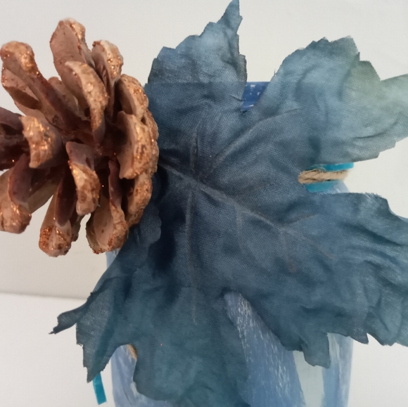 Fall Farmhouse Mason Jars Handmade Blue & Teal - Picture 4 of 4